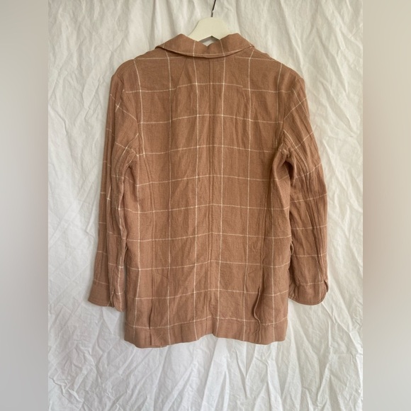 MADEWELL Tan Breezewoven Larsen Blazer in Windowpane Linen Oversized Size XS - Picture 7 of 15